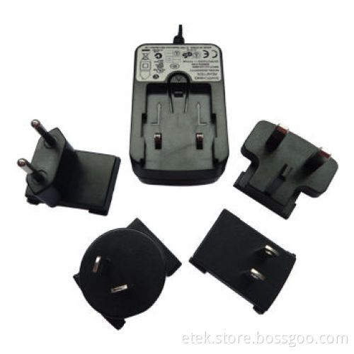 AC/DC Switching Adapter with Interchange AC Plug and Output Power of 12W, 90 to 264V AC Voltages